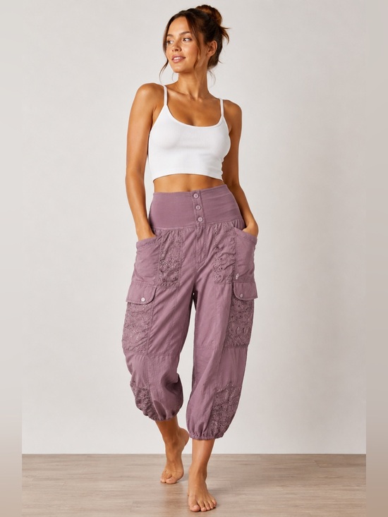 FP Movement by Free People Pants - Free People Movement High-Waist Cargo Capri Pants - light plum
